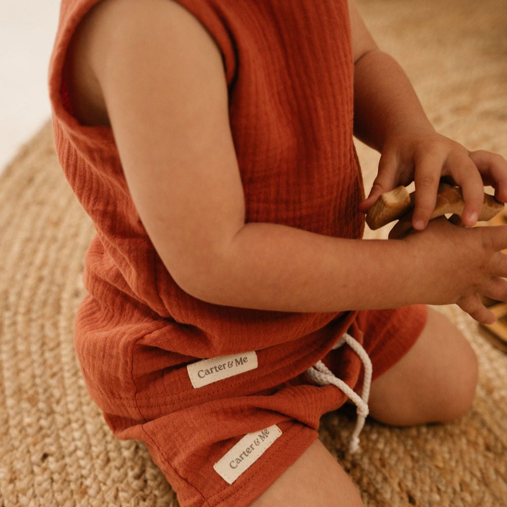 Baby Muslin Vest and Shorts Set