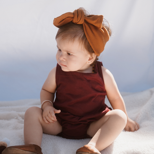 Baby Solid Cotton Back Bow Romper