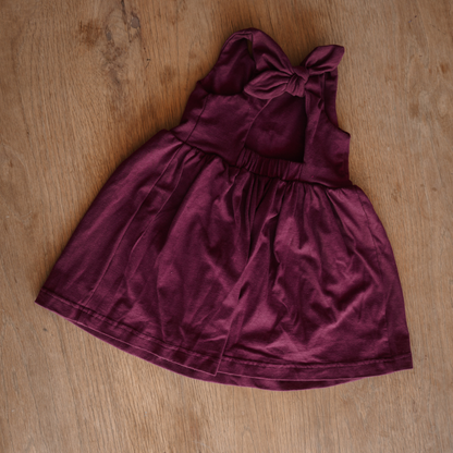 Baby Solid Cotton Back Bow Dress