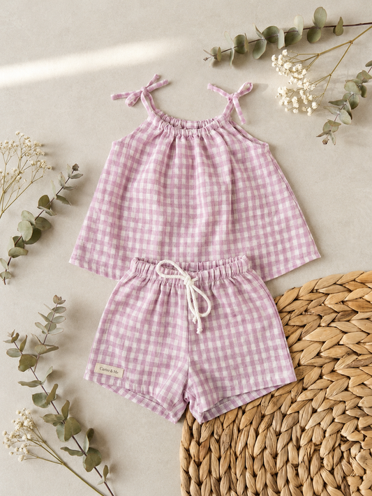 Gingham Strappy Top and Matching Shorts