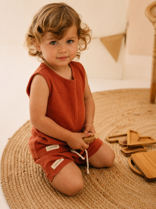 Toddler + Kids Muslin Vest and Shorts Set