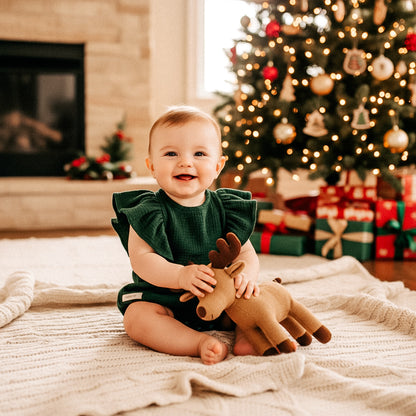 Baby Christmas Muslin Flutter Sleeve Romper
