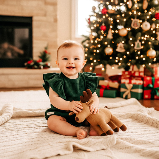 Baby Christmas Muslin Flutter Sleeve Romper