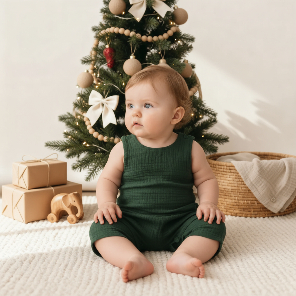 Christmas Muslin Harem Romper