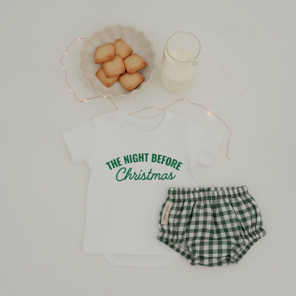 Baby Gingham Christmas PJ Set – “The Night Before Christmas"