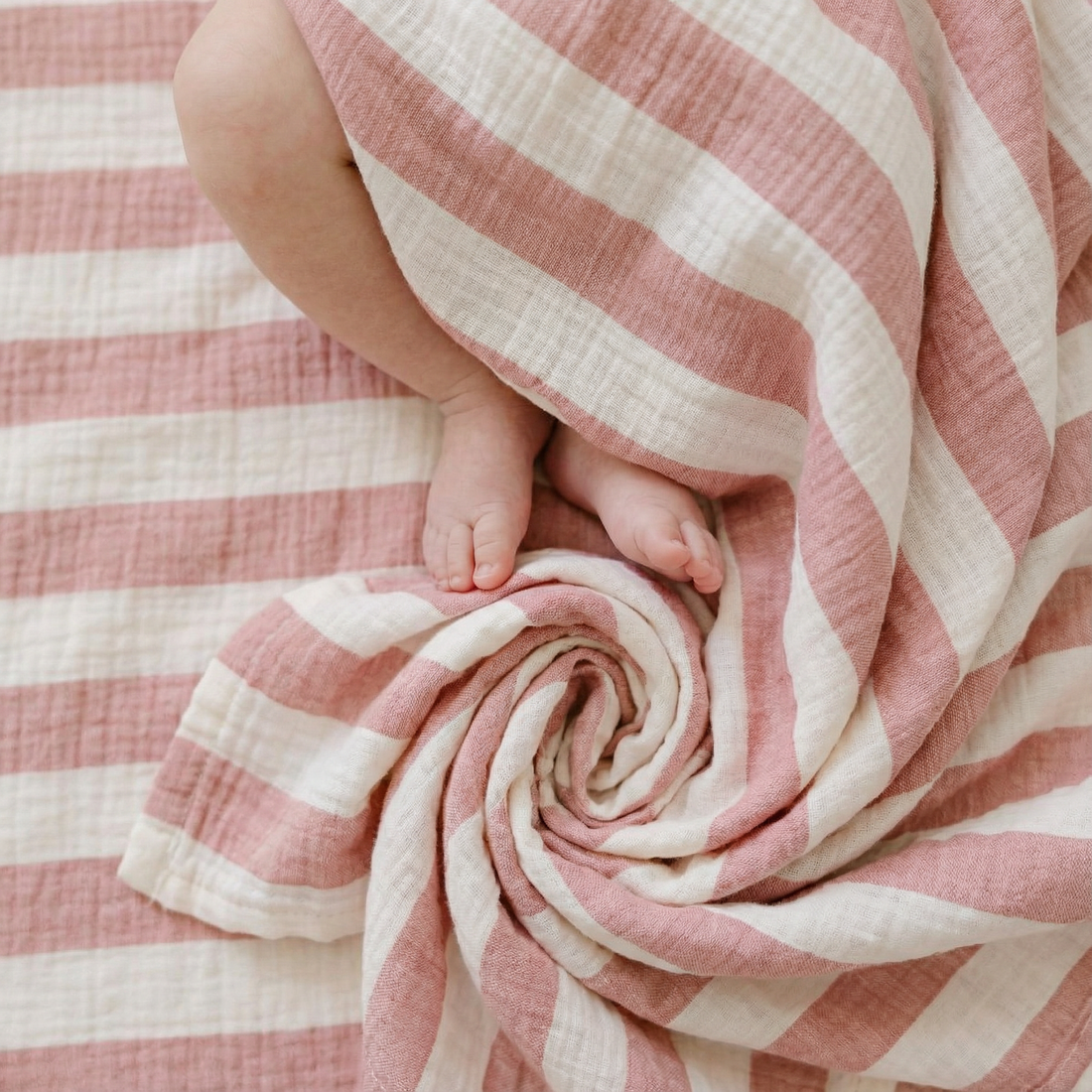 Muslin Stripe Receiving Blanket
