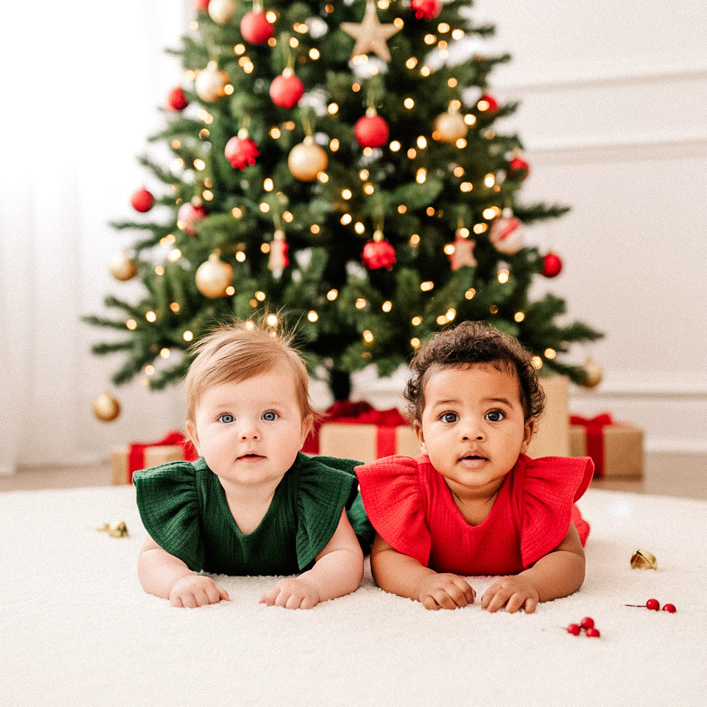 Baby Christmas Muslin Flutter Sleeve Romper