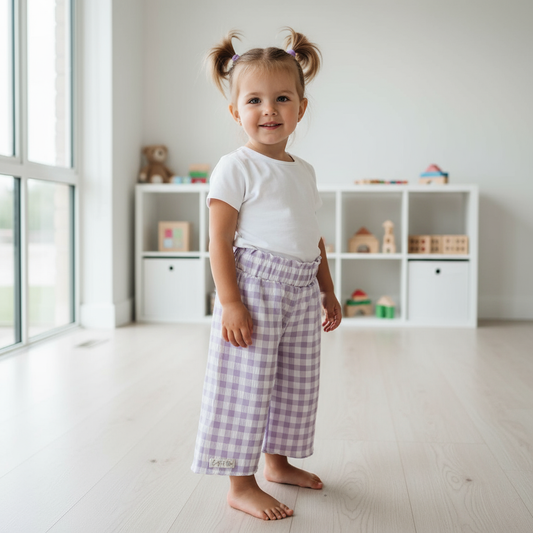 Wide-Leg Gingham Pants