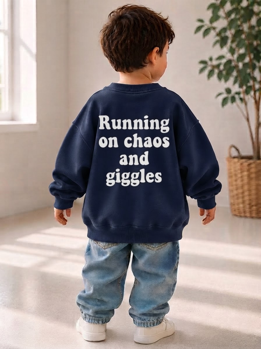 Toddler + Kids - Running on Chaos and Giggles - Oversized Sweatshirt