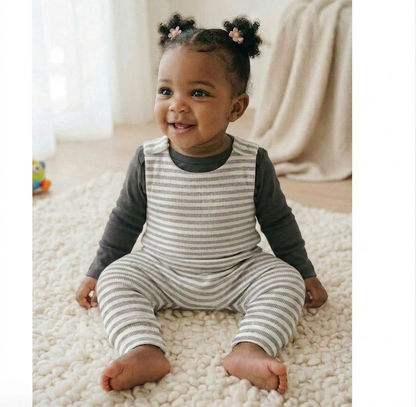 Toddler + Kids - Ribbed Harem Romper + Long Sleeve Tee Set
