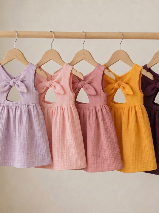 Toddler + Kids Muslin Back Bow Dress