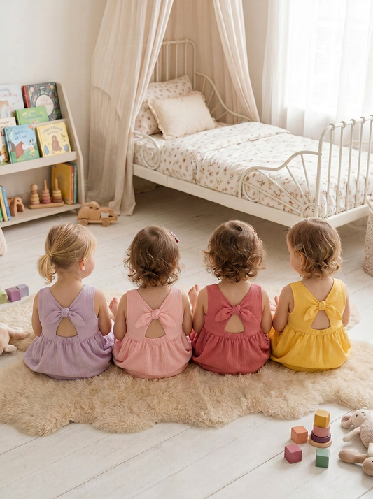 Toddler + Kids Muslin Back Bow Dress