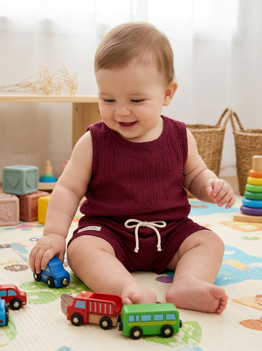 Baby Muslin Vest and Shorts Set