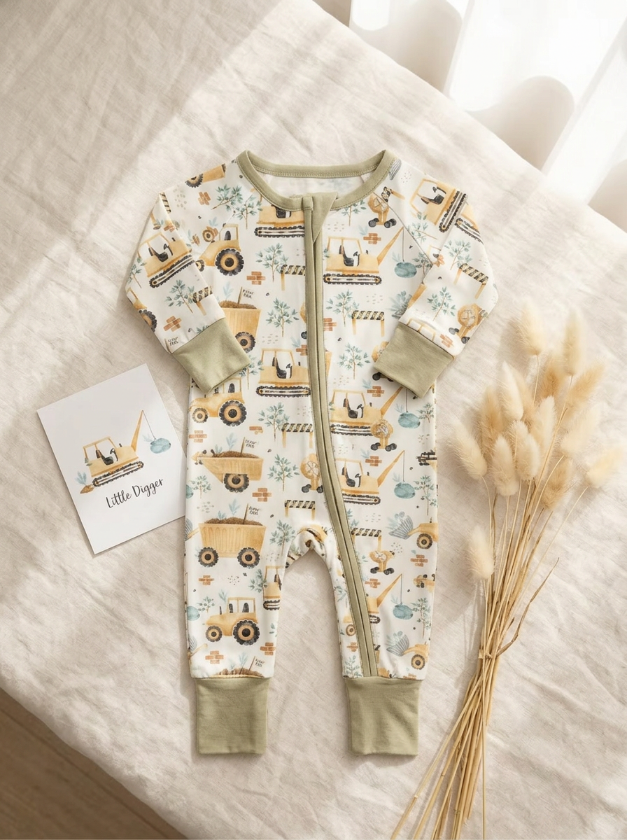 Baby - Sleep & Play Romper - Construction